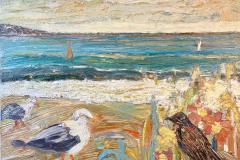 Encuentro en la playa, 81 x 60 cm, óleo sobre tela, 2026