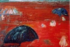 Mar rojo con paraguas, 92 x 73 cm, óleo sobre tela, 2004 (colección privada)
