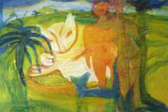 Pareja con gato, 49 x 59 cm, mixed media on wood, 2006 (private collection)