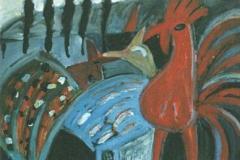 Gallos, 50 x 38 cm, acrylic on canvas, 1999