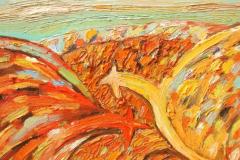 Gallos con tierra ardiendo II, 45 x 33 cm, óleo sobre tela, 20011 (colección privada)