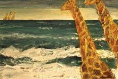 Jirafas y el mar, 65 x 55 cm, óleo sobre tela, 2001 (colección privada)