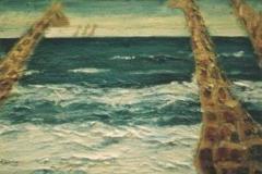 Jirafas en la playa, 65 x 54 cm, óleo sobre tela, 2002 (colección privada)