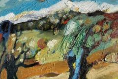 Arbol con sierra, 46 x 38 cm, oil on canvas, 2024