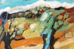 Arbol con Sierra, 46 x 38 cm, óleo sobre tela, 2024