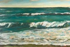 Olas con horizonte, 100 x 81 cm, óleo sobre tela, 2021 (Colección privada)