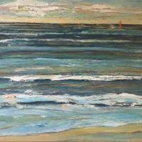 Olas con barco, 80 x 50 cm, oil on canvas, 2019 (private collection)