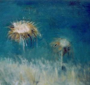 Flor con cielo, 50 x 41 cm, óleo sobre tela, 2003 (colección privada)