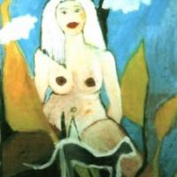 Mujer con nubes, 100 x 130 cm, oil on canvas, 2001 (private collection)