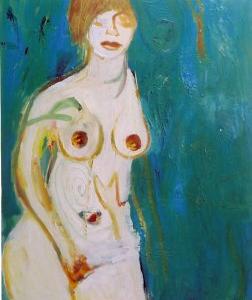 Mujer con azul, 100 x 81 cm oil on canvas, 2004