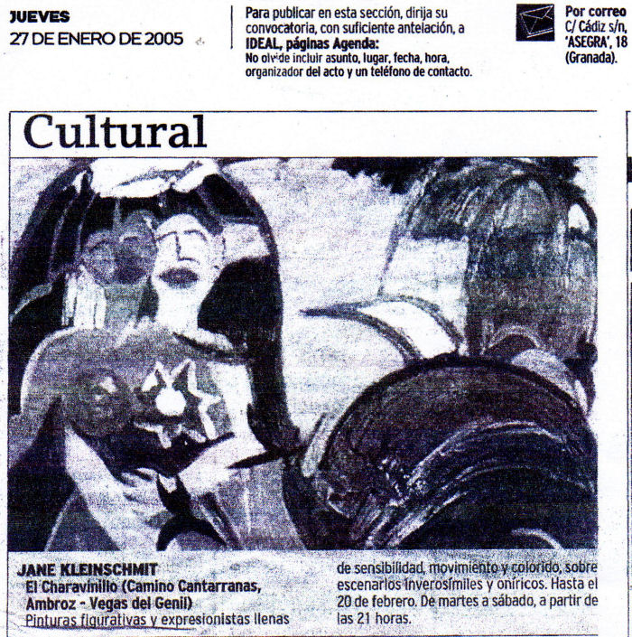 A press cutting about the artist Jane Kleinschmit