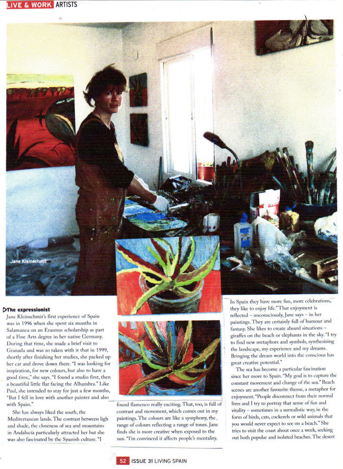 A press cutting about the artist Jane Kleinschmit