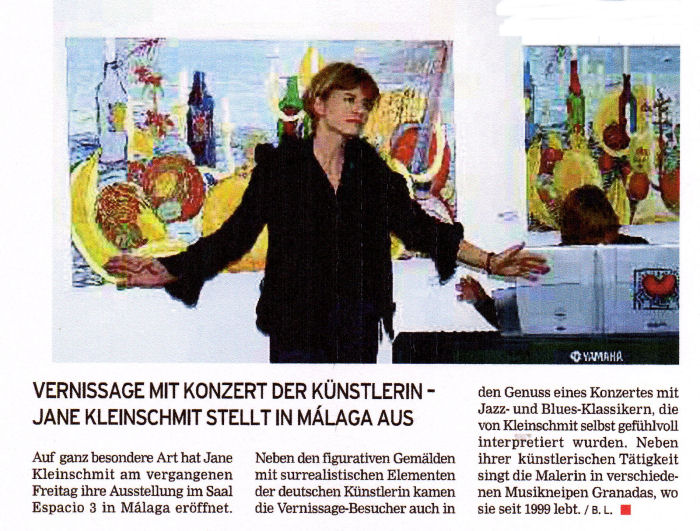 A press cutting about the artist Jane Kleinschmit