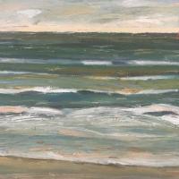 Olas con barco II, 80 x 45 cm, oil on canvas, 2021