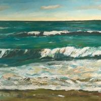 Olas con horizonte, 146 x 114 cm, oleo sobre tela, 2021, (colección privada)